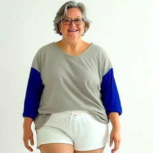 Cato Gray and Cream Oversized Cut Out Sweatshirt Size 22/24W